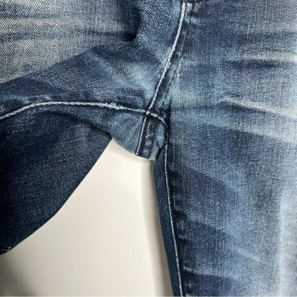 7 For All Mankind Mens Size 33 Slimmy Jeans FLAW Distressed Denim Dark Wash - Picture 5 of 13